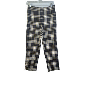 Talbots Petite Plaid Pants Women 4P Blaci White Lined Work Preppy Acadamia